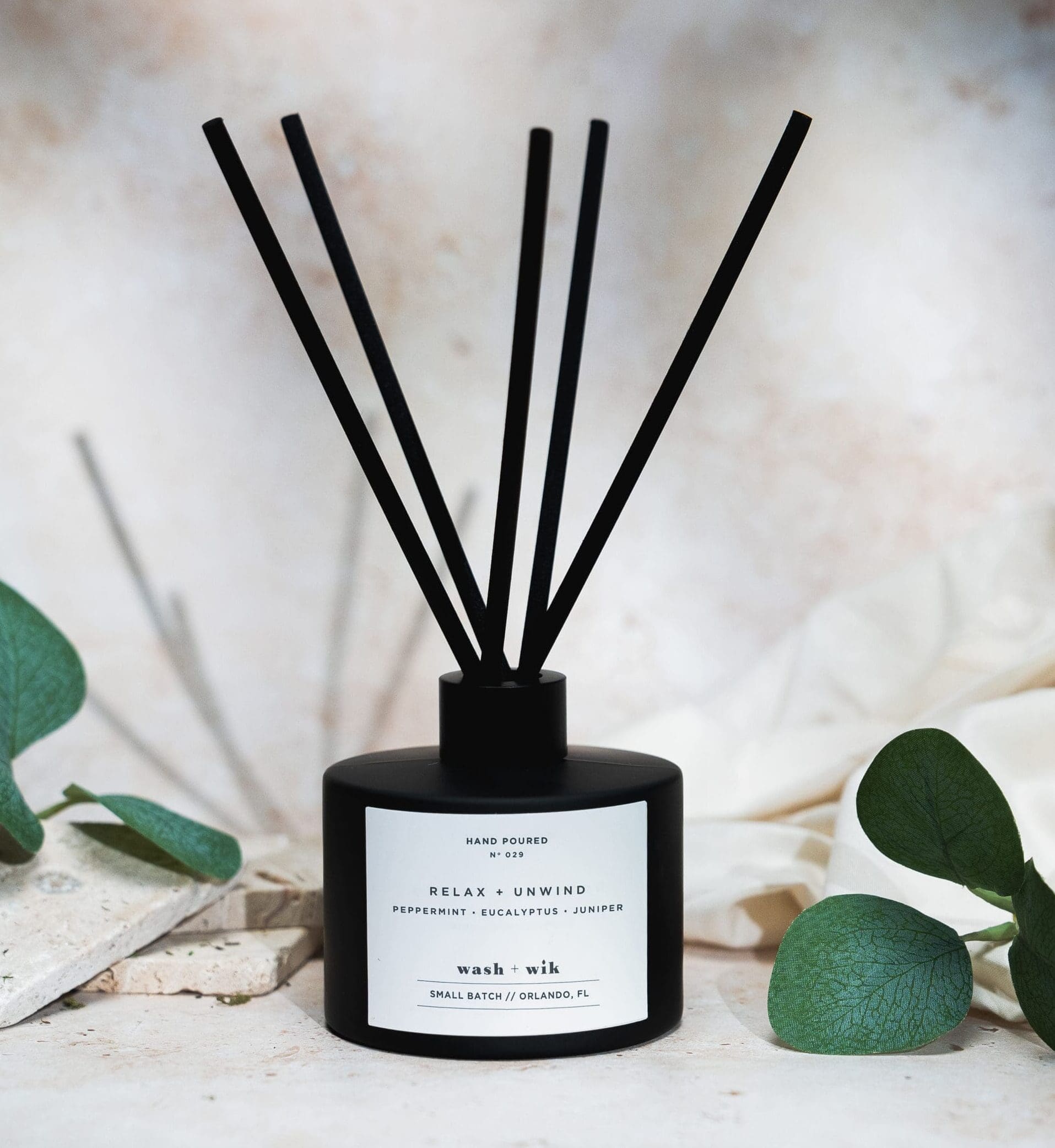 Relax + Unwind Reed Diffuser With Reeds - Matte Black